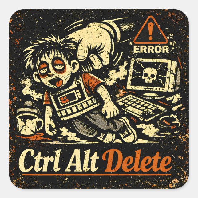 Adesivo Quadrado Ctrl Alt Delete – Reinicializar a Vida Humor de Te (Frente)