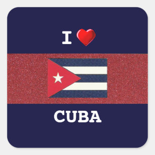 Adesivo Quadrado CUBA: Eu Amo Cuba