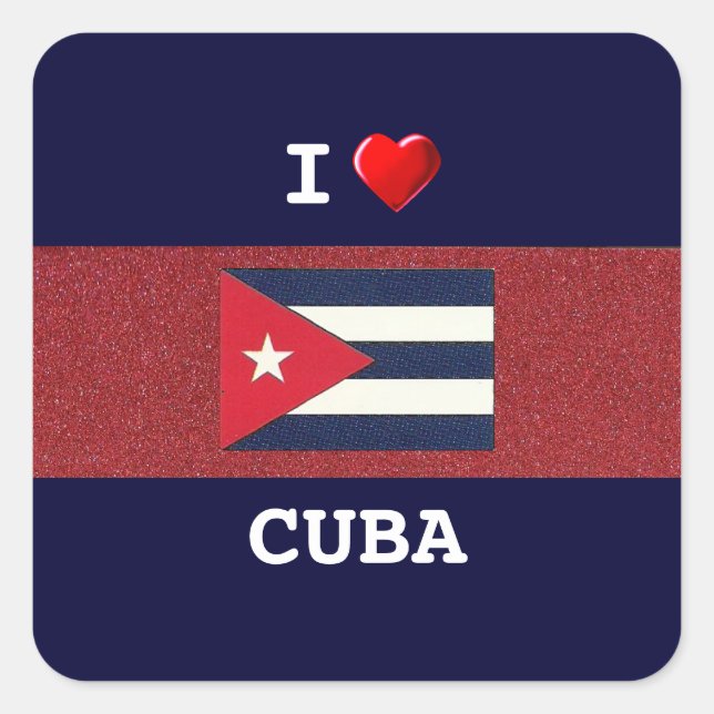Adesivo Quadrado CUBA: Eu Amo Cuba (Frente)