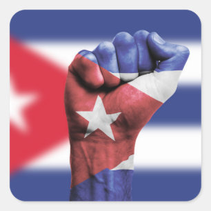Adesivo Quadrado Cuba Flag Fist