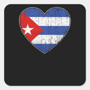 Adesivo Quadrado Cuba Flag Love Heart Cuban