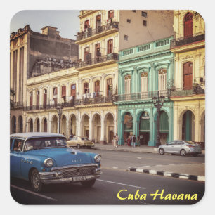 Adesivo Quadrado Cuba Havana Vintage Carro Clássico