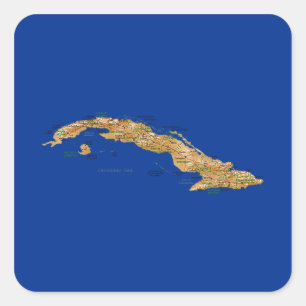 Adesivo Quadrado Cuba Map Sticker