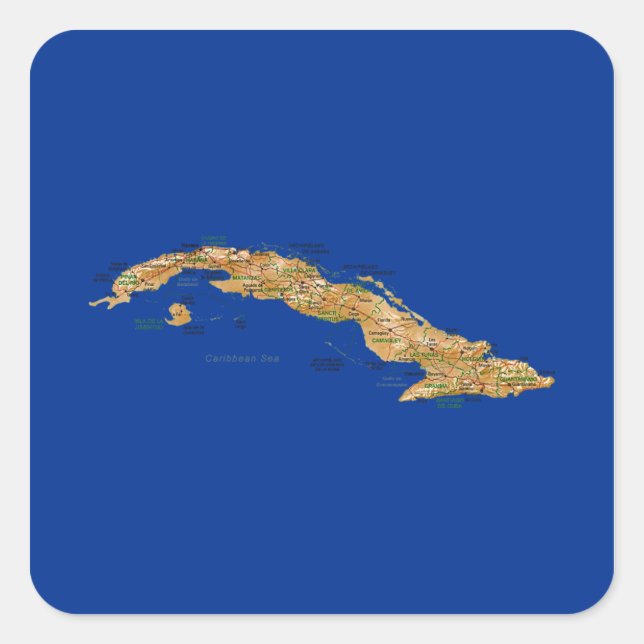 Adesivo Quadrado Cuba Map Sticker (Frente)