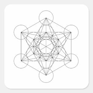 Adesivo Quadrado Cubo de Metatron Preto e Branco