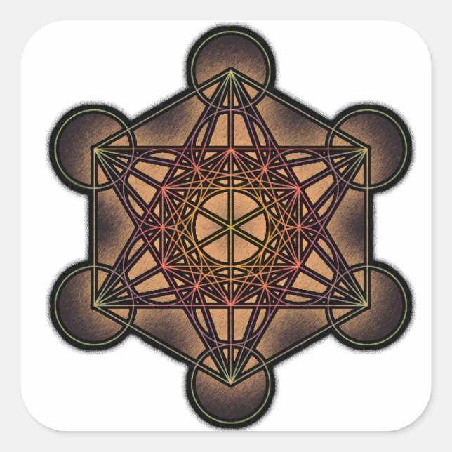 Adesivo Quadrado Cubo de Metatron - Símbolo de Geometria Sagrada (Frente)