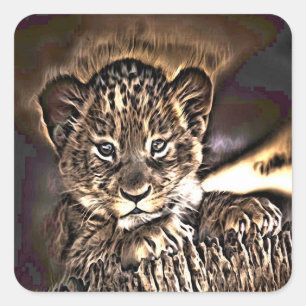 Adesivo Quadrado Cubo-leão