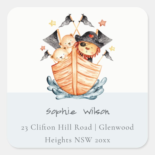 Adesivo Quadrado Cubo Náutico Pirata Náutica Navio Lion Cub Endereç (Frente)