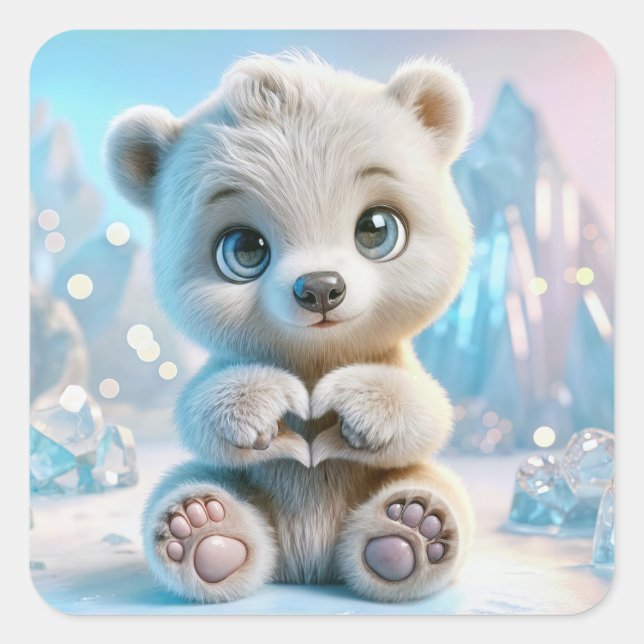Adesivo Quadrado Cubo Polar Bear (Frente)