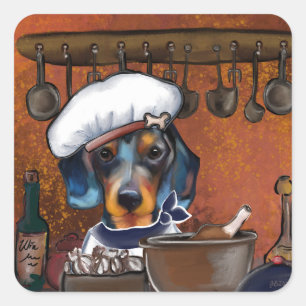 Adesivo Quadrado Culinária Dachshund