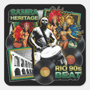Adesivo Quadrado Cultura do Samba Vintage Patrimônio Rio de Janeiro