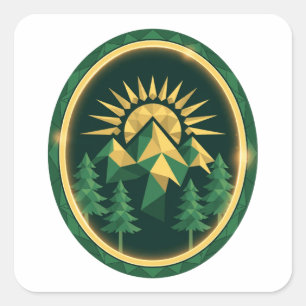 Adesivo Quadrado Cume do Pico — Insígnia Geométrica da Montanha