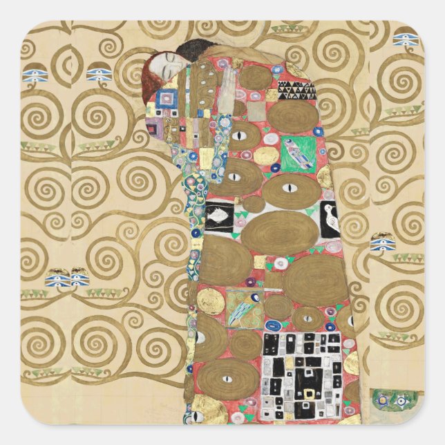 Adesivo Quadrado Cumprimento, Gustav Klimt (Frente)