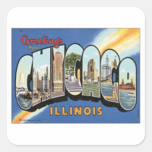 Adesivo Quadrado Cumprimentos de Chicago Illinois