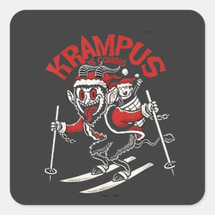 Adesivo Quadrado Cumprimentos de Natal do Diabo do Natal Krampus