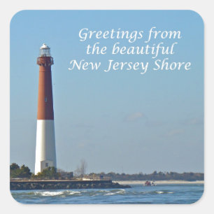 Adesivo Quadrado Cumprimentos de New-jersey - a luz de Barnegat