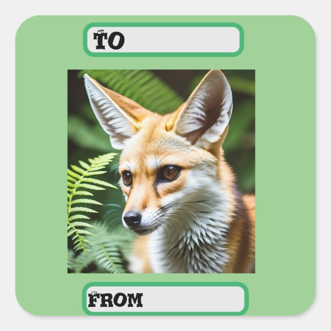 Adesivo Quadrado Cunning Fennec Fox, (Frente)