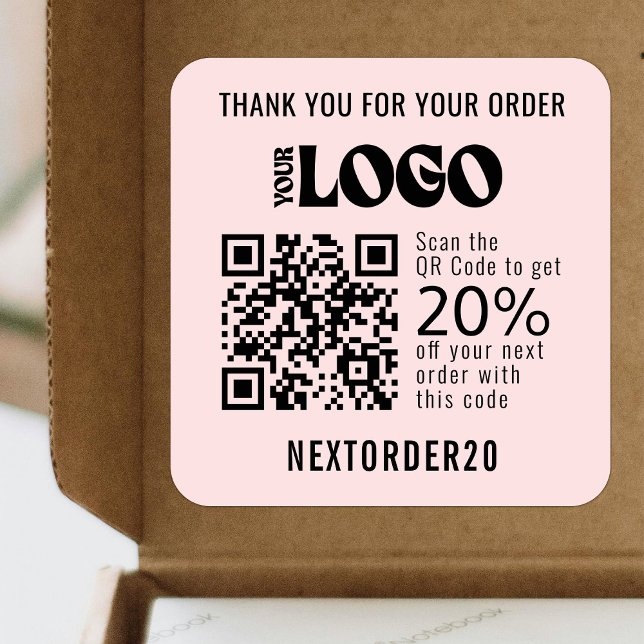 Adesivo Quadrado Cupão de desconto Código QR Logotipo comercial ros (Criador carregado)