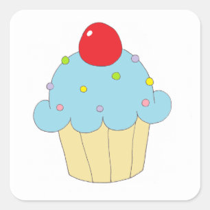 Adesivo Quadrado Cupcake azul