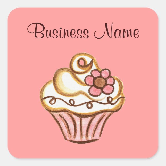 Adesivo Quadrado Cupcake Business Stickers (Frente)