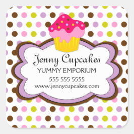 Adesivo Quadrado Cupcake Caixas de Papel