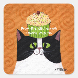 Adesivo Quadrado Cupcake Cat Sticker