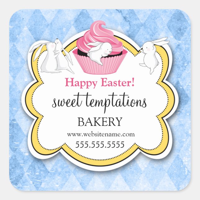 Adesivo Quadrado Cupcake Colorido Bunnies (Frente)