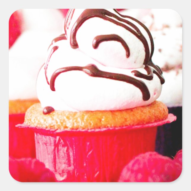 Adesivo Quadrado Cupcake da padaria de Dessert (Frente)