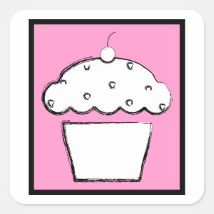 Adesivo Quadrado cupcake de cereja
