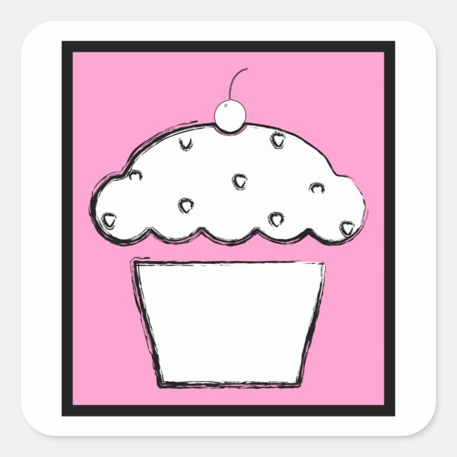 Adesivo Quadrado cupcake de cereja (Frente)