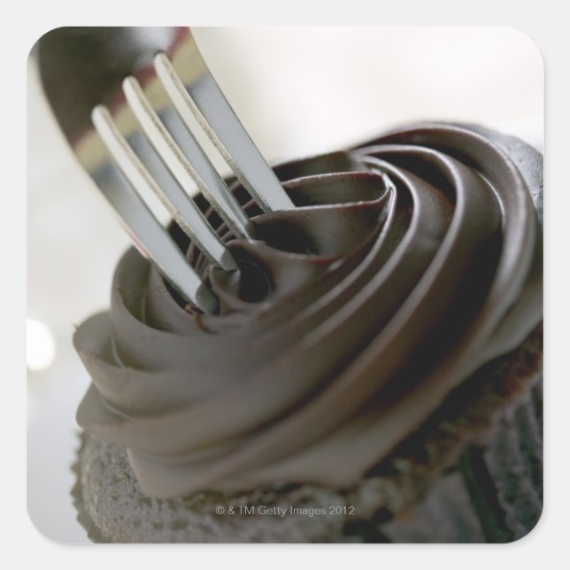 Adesivo Quadrado Cupcake de chocolate (Frente)