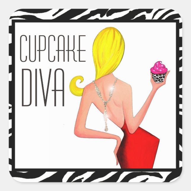 Adesivo Quadrado "Cupcake DIVA" (Frente)