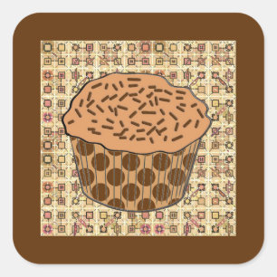 Adesivo Quadrado Cupcake do Fosco de Caramelo com borrachas