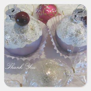 Adesivo Quadrado Cupcake do rico Obrigado