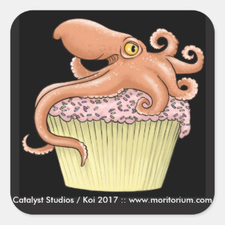 Adesivo Quadrado Cupcake Octopus Stickers
