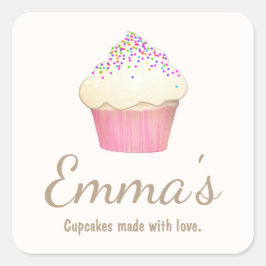 Adesivo Quadrado Cupcake Padaria Catarina Chef Catering