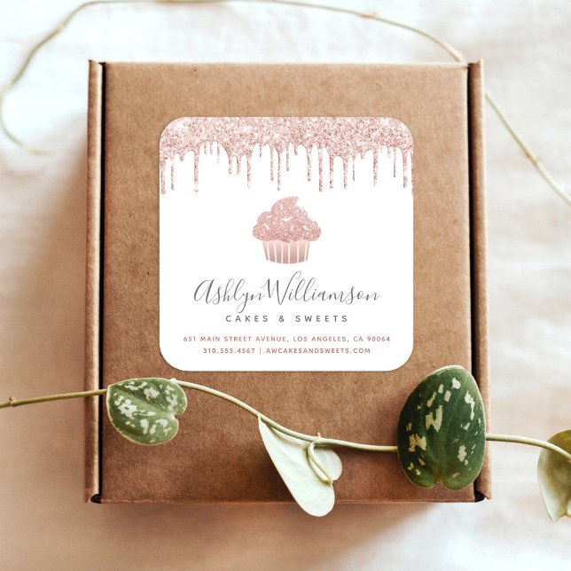 Adesivo Quadrado Cupcake rosa Dourada padaria pastelaria cortiça de (Criador carregado)