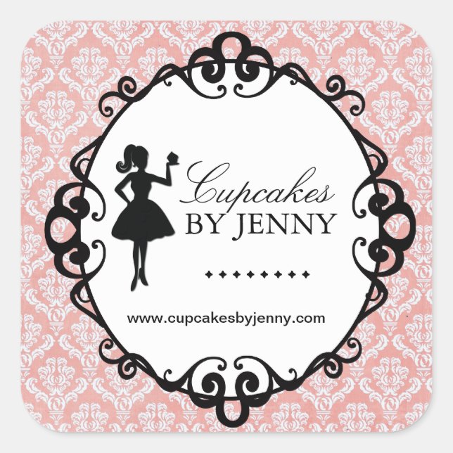 Adesivo Quadrado Cupcake Silhouette Packaging Stickers (Frente)