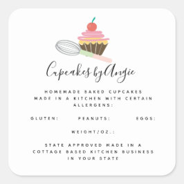 Adesivo Quadrado Cupcake WhisComida Business Square Sticker