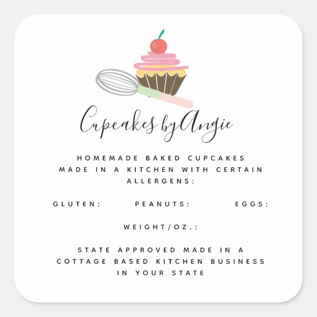 Adesivo Quadrado Cupcake WhisComida Business Square Sticker (Frente)