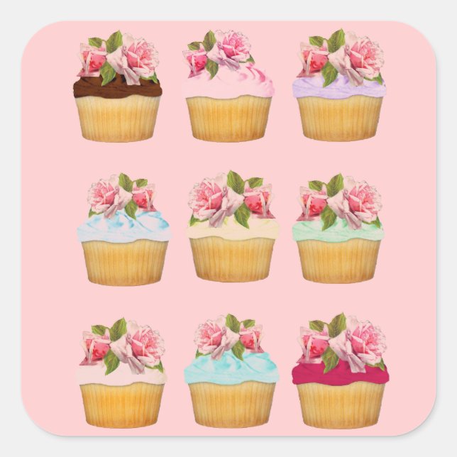 Adesivo Quadrado Cupcakes (Frente)