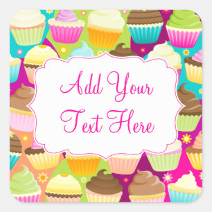 Adesivo Quadrado Cupcakes coloridos