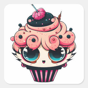 Adesivo Quadrado Cupcakes Cyberpunk Sticker