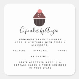 Adesivo Quadrado Cupcakes de chocolate Comida Sticker Business Squa