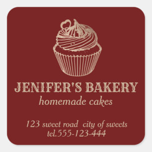 Adesivo Quadrado cupcakes e doces caseiros de rosa gold