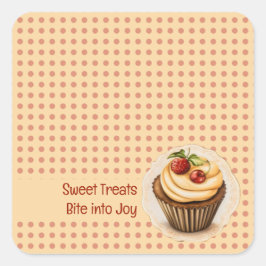 Adesivo Quadrado Cupcakes e pontos