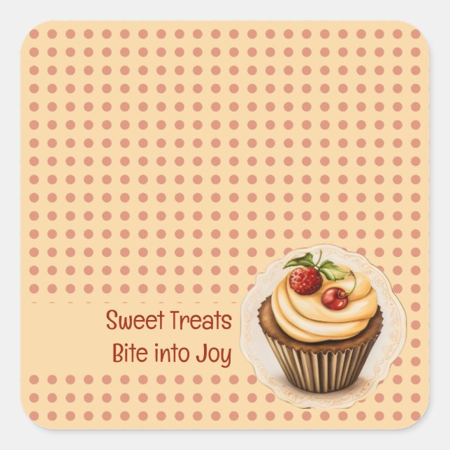 Adesivo Quadrado Cupcakes e pontos (Frente)