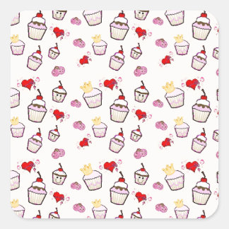 Adesivo Quadrado Cupcakes Kawaii Acessórios de padrão