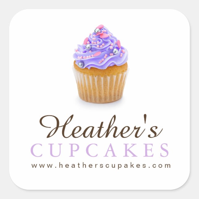 Adesivo Quadrado Cupcakes simples personalizáveis (Frente)