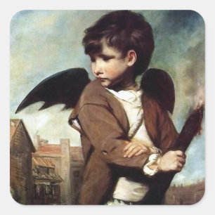 Adesivo Quadrado Cupido como um Menino de Ligação